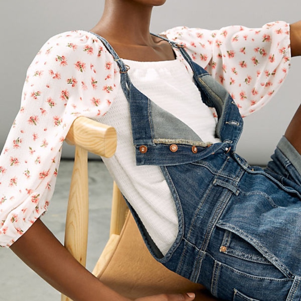 Anthropologie roselle smocked top sz L